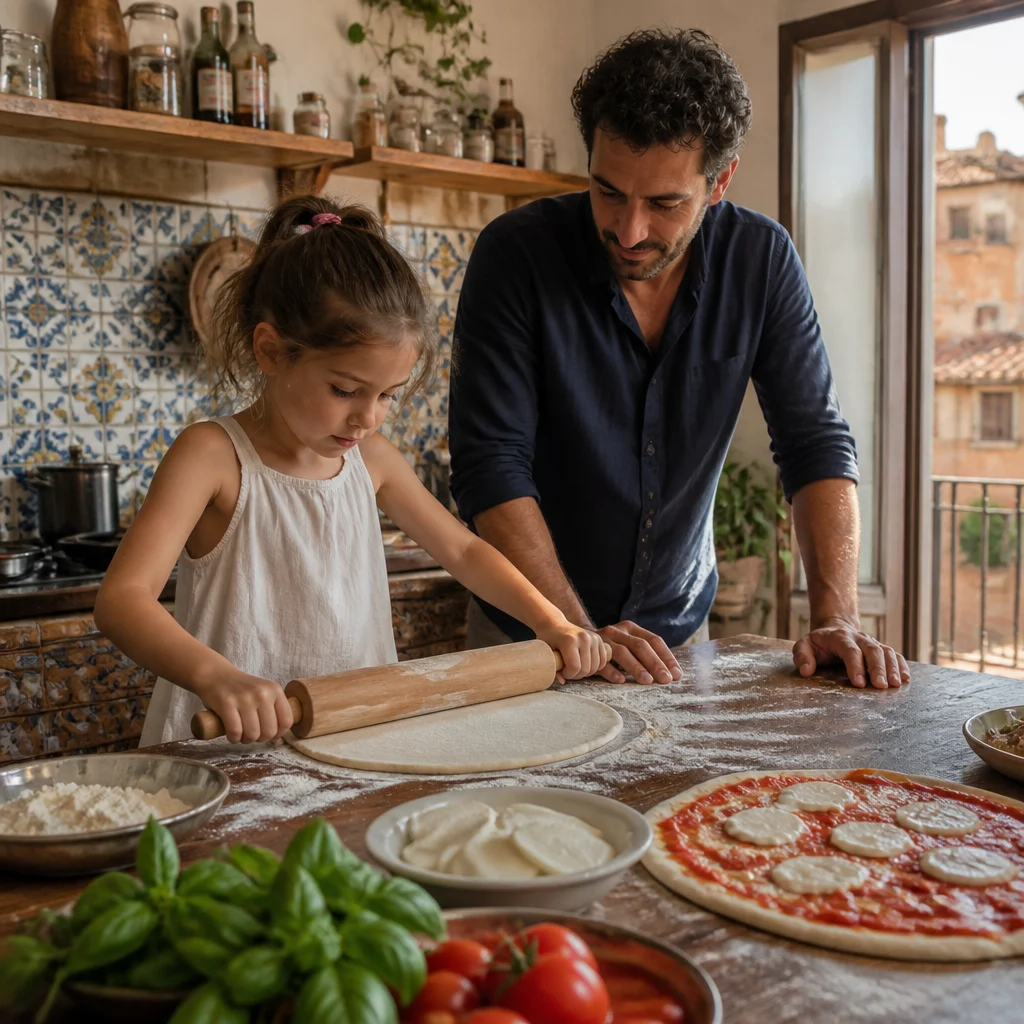 Making homemade pizza in a self-catering apartment to save on dining costs